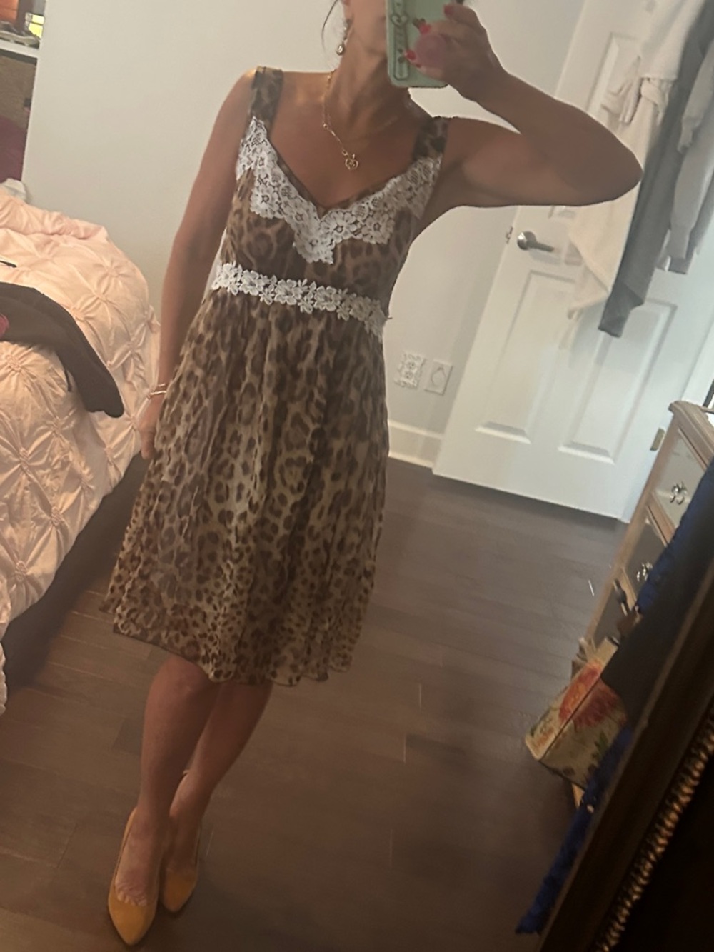 NWT DOLCE & GABBANA silk leopard & lace stunning dress 44 M 8